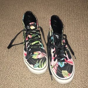 vans floral high top shoes